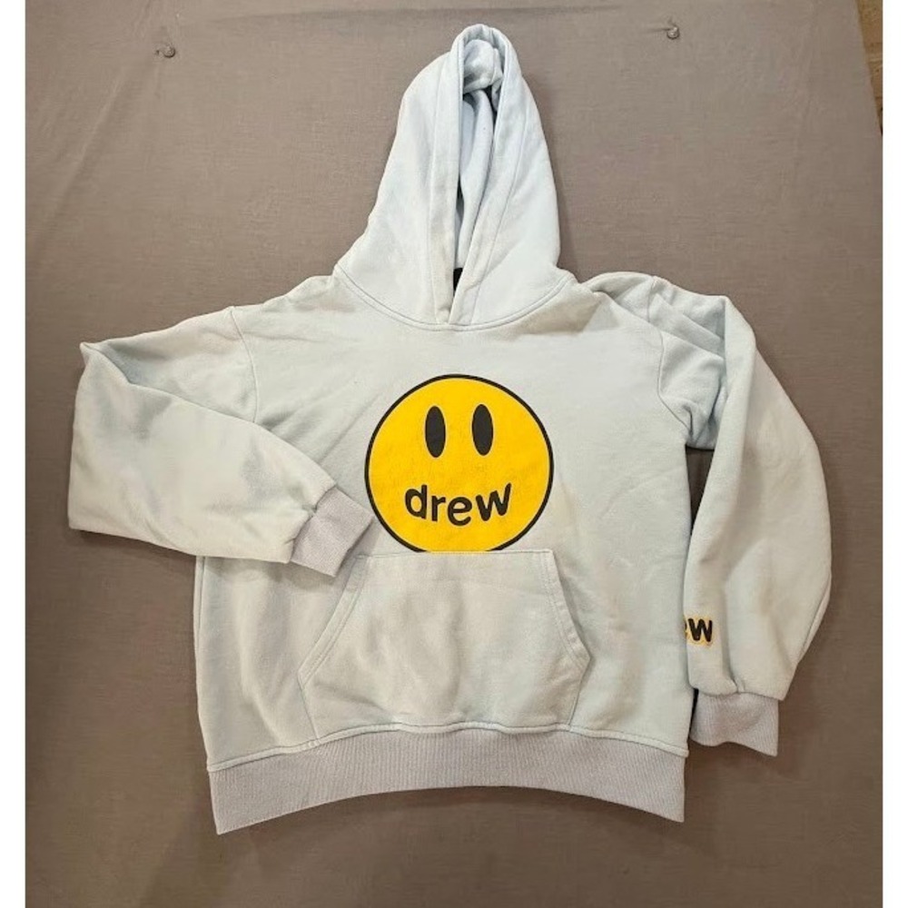 Drew Skate House Mascot‎ Smiley Face Hoodie Light Blue Pullover Size M